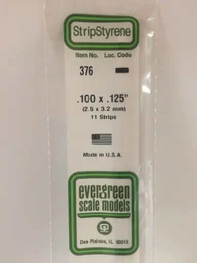[ EG376 ] Evergreen profilés carrés en styrene  2,5x3,2x610mm (11pcs.)