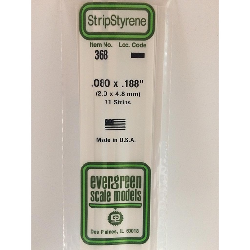 [ EG368 ] Evergreen EG strip 2,0 x  4,8 x 610 mm (11s.)