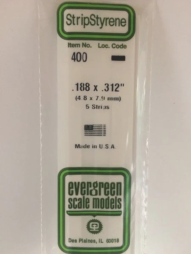 [ EG400 ] Evergreen styrene strip 4,8 x  7,9 x 610 mm ( 5st )