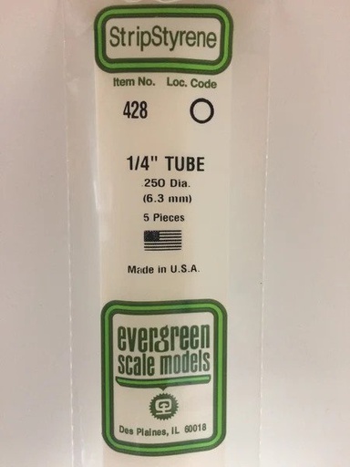 [ EG428 ] Evergreen styrene buis 610 x  6,3 mm (5p.)