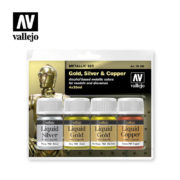 [ VAL70199 ] Vallejo Metallic Set - Gold, Silver & Copper (4)