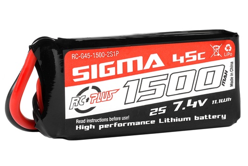 [ RC-G45-1500-2S1P ] Lipo batterij 7.4V 1500Mah 45C