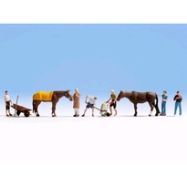 [ NO15634 ] Noch Stalmedewerkers & Paarden 1/87 HO
