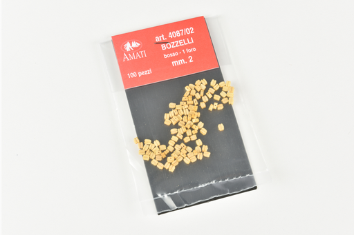 [ AMA4087/02 ] Amati houten blokjes 1gat 2mm 100 stuks
