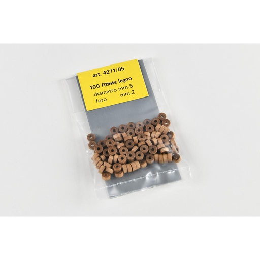 [ AMA4271/05 ] Amati houten wieltjes 5 mm met gat 2 mm 100st