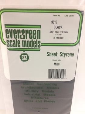 [ EG9515 ] Evergreen plaat .040 thick (1.0mm)x150x300mm black 2sheets