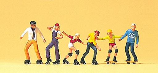 [ PRE10074 ] Preiser Roller-skaters and skateboarders 1/87 HO