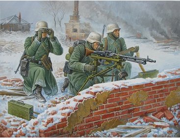 [ ZVE6210 ] Zvezda German machine gun with crew 1941 - 1945 (winter) 1/72