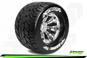 [ PROLR-T3217CH ] Louise RC - MT-ROCKET - 1-8 Monster Truck Tire Set - Mounted - Medium - Chrome 3.8" Rims - 1/2"-Offset
