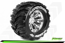 [ PROLR-T3220CH ] Louise RC - MT-CYCLONE - 1-8 Monster Truck Tire Set - Mounted - Medium - Chrome 3.8" Rims - 1/2"-Offset - Hex 17mm
