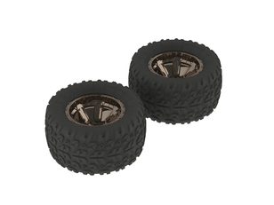 [ AR550004 ]Arrma -  Copperhead MT Tire/Wheel Glu Black/Chrome - 2 pcs