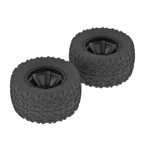[ AR550014 ]Arrma -  Copperhead MT Tire/Wheel Glued Black - 2 pcs - ARAC9611
