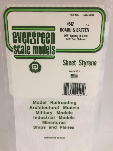 [ EG4542 ] Evergreen styrene Board & batten1.9  mm  spacing 15x30cm