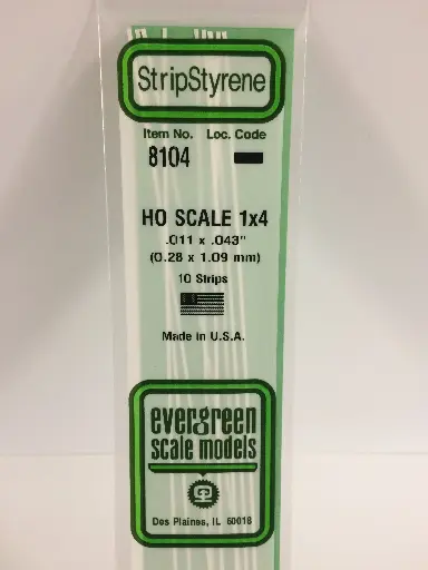 [ EG8104 ] Evergreen styrene strip 0.28x1.09x350mm 10st.   