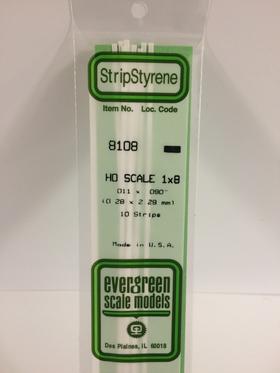 [ EG8108 ] Evergreen styrene strip 0.28x2.29x350mm 10st