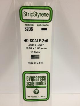 [ EG8206 ] Evergreen styrene strip 0.56x1.68x350mm   10st