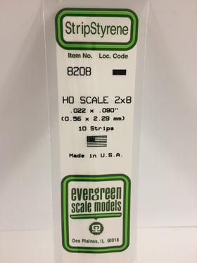 [ EG8208 ] Evergreen styrene strip 0.56x2.29x350mm 10st