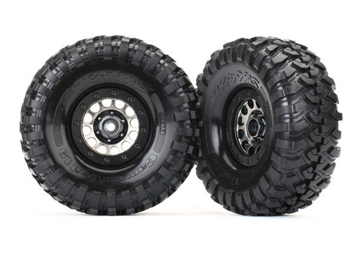 [ TRX-8174 ] Traxxas Tires &amp; wheels assembled (method 105 black chrome beadlock wheels) - TRX8174