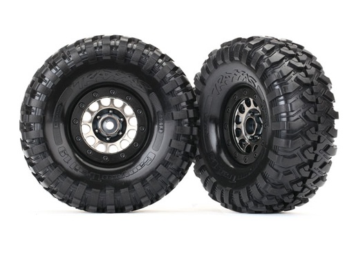 [ TRX-8174 ] Traxxas Tires & wheels assembled (method 105 black chrome beadlock wheels) - TRX8174