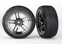 [ TRX-8373 ] Traxxas Tires & wheels, glued, (split spke black wheels, 1.9" response tires) front (2) - TRX8373