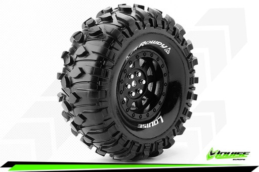 [ PROLR-T3233VB ] CR-ROWDY - Crawler Banden Set - Verlijmd - Super Soft - 1.9" Velgen Zwart - Hex 12mm