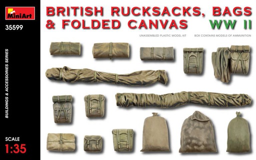 [ MINIART35599 ] British rucksacks, bags & folded canvas wwII 1/35