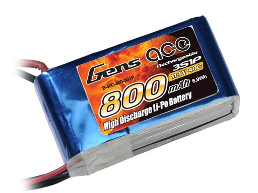[ B-40C-800-3S1P ] Gens ace lipo 800Mah 11.1 40C 