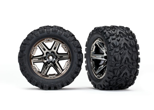 [ TRX-6773X ] Traxxas Tires &amp; wheels, assembled, glued (2.8) RXT black chrome wheels, talon extreme-TRX6773X