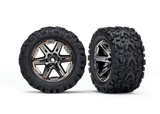 [ TRX-6773X ] Traxxas Tires & wheels, assembled, glued (2.8) RXT black chrome wheels, talon extreme-TRX6773X