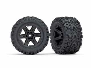 [ TRX-6773 ] Traxxas Tires & wheels, assembled, glued (2.8) (Rustler 4x4 black wheels, talon extreme)-TRX6773 