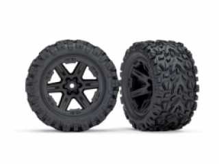 [ TRX-6773 ] Traxxas Tires &amp; wheels, assembled, glued (2.8) (Rustler 4x4 black wheels, talon extreme)-TRX6773 