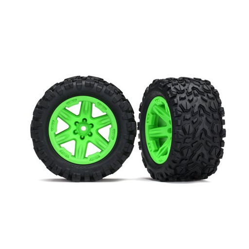 [ TRX-6774G ] Traxxas Tires & wheels, assembled, glued 2.8 (rustler 4x4 green wheels, talon extreme)-TRX6774G
