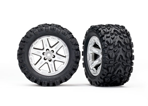 [ TRX-6774R ] Traxxas Tires &amp; wheels, assembled, glued 2.8 (RXT satin chrome wheels, talon extreme)-TRX6774R