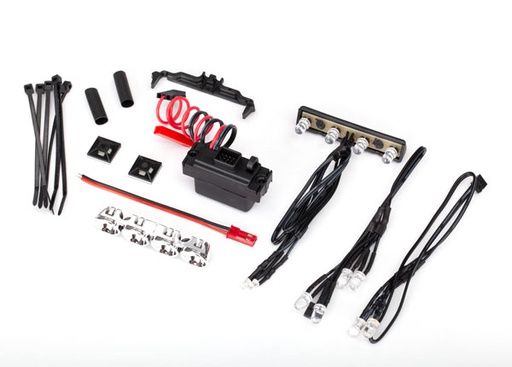 [ TRX-7285X ] Traxxas LED light kit, 1/16 summit (power supply, chrome lightbar, roof light harness (4 clear, 2 red) chassis harness (4 clear, 2 red) wire ties, mounts)
