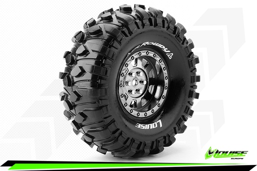 [ PROLR-T3233VBC ] Louise RC - CR-ROWDY 1/10 crawler banden set-verlijmd op velg-1.9 velgen zwart chroom hex 12mm