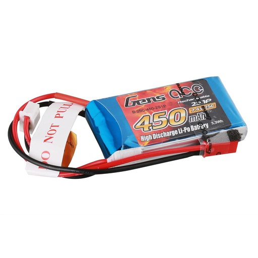 [ B-25C-450-2S1P ] Gens ace 450Mah 7.4V 25C Lipo battery