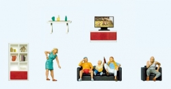 [ PRE10649 ] Preiser  familie bij het TV kijken 1/87 HO
