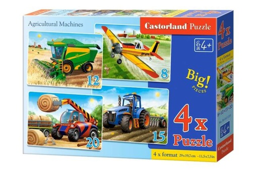 [ CASTOR041039 ] Castorland agricultural machines 4 puzzles (8 - 12 - 15 - 20 stukjes)