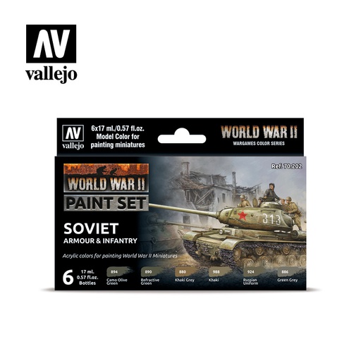 [ VAL70202 ] Vallejo soviet armour & infantry paint set WWII (6x17ml)