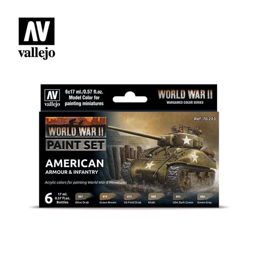 [ VAL70203 ] Vallejo american armour & infantry paint set WWII (6x17ml)