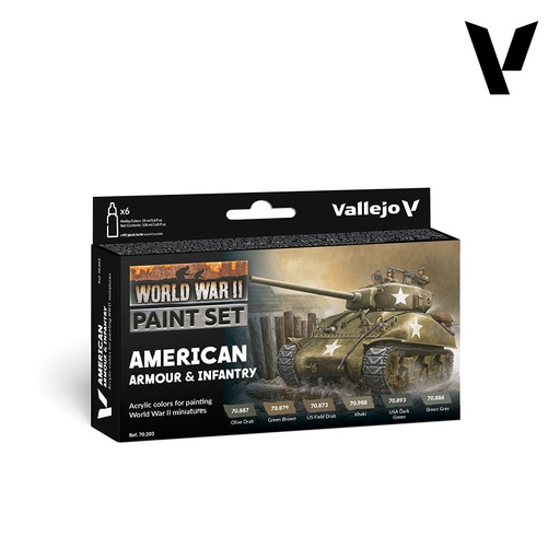 [ VAL70203 ] Vallejo american armour & infantry paint set WWII (6x18ml)