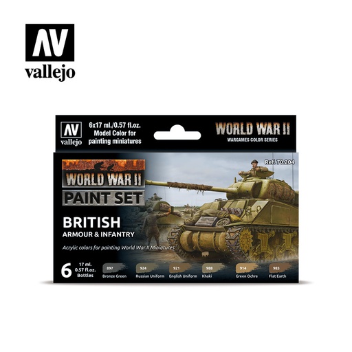 [ VAL70204 ] Vallejo british armour &amp; infantry paint set WWII (6x17ml)