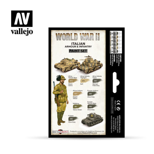 [ VAL70209 ] Vallejo italian armour & infantry paint set WWII (6x17ml)