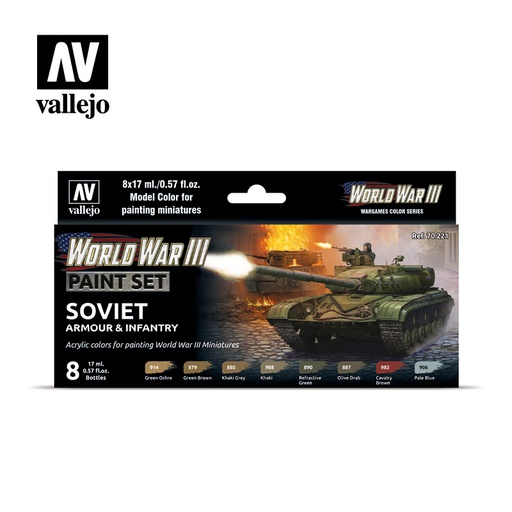 [ VAL70221 ] Vallejo soviet armour &amp; infantry paint set WWIII (8x17ml)