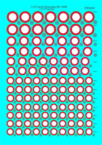 [ JRFRR0X01 ] Decals 1/72 roundels france tot 1940