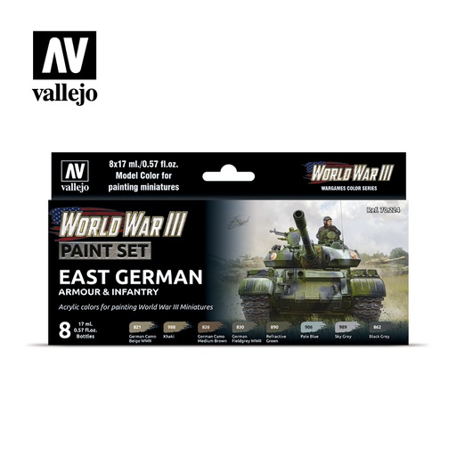 [ VAL70224 ] Vallejo WWIII paint set East german armour & infantry (8x17ml)