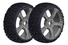  [ PROC-00180-376 ] Off-Road 1/8 Buggy Tires - Ninja - Low Profile - Glued on Black Rims - 1 pair