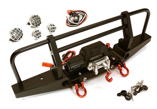 [ INC28030BLACK ] Integy front alloy bumper w/ winch & LED for traxxas TRX-4 w/ 43mm mount