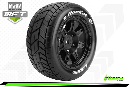 [ PROLR-T3295B ] Louise RC X ROCKET - X-maxX banden set - verlijmd op velg-sport-velgen zwart-hex 24mm- 1paar