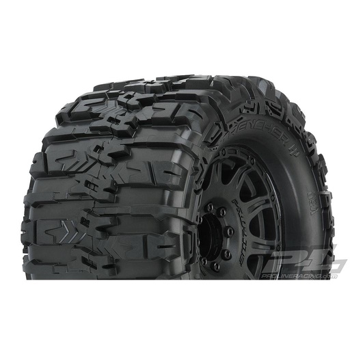 [ PR10155-10 ] Proline Trencher HP 3.8 all terrain Belted tires mounted on raid black wheel, 17mm hex